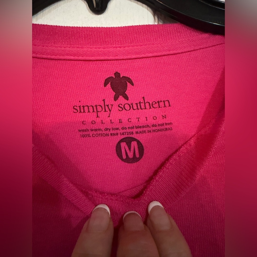 Womens Simply Southern “LIVE WHAT YOU LOVE ” Pink T Shirt sz Medium EUC - Picture 4 of 12